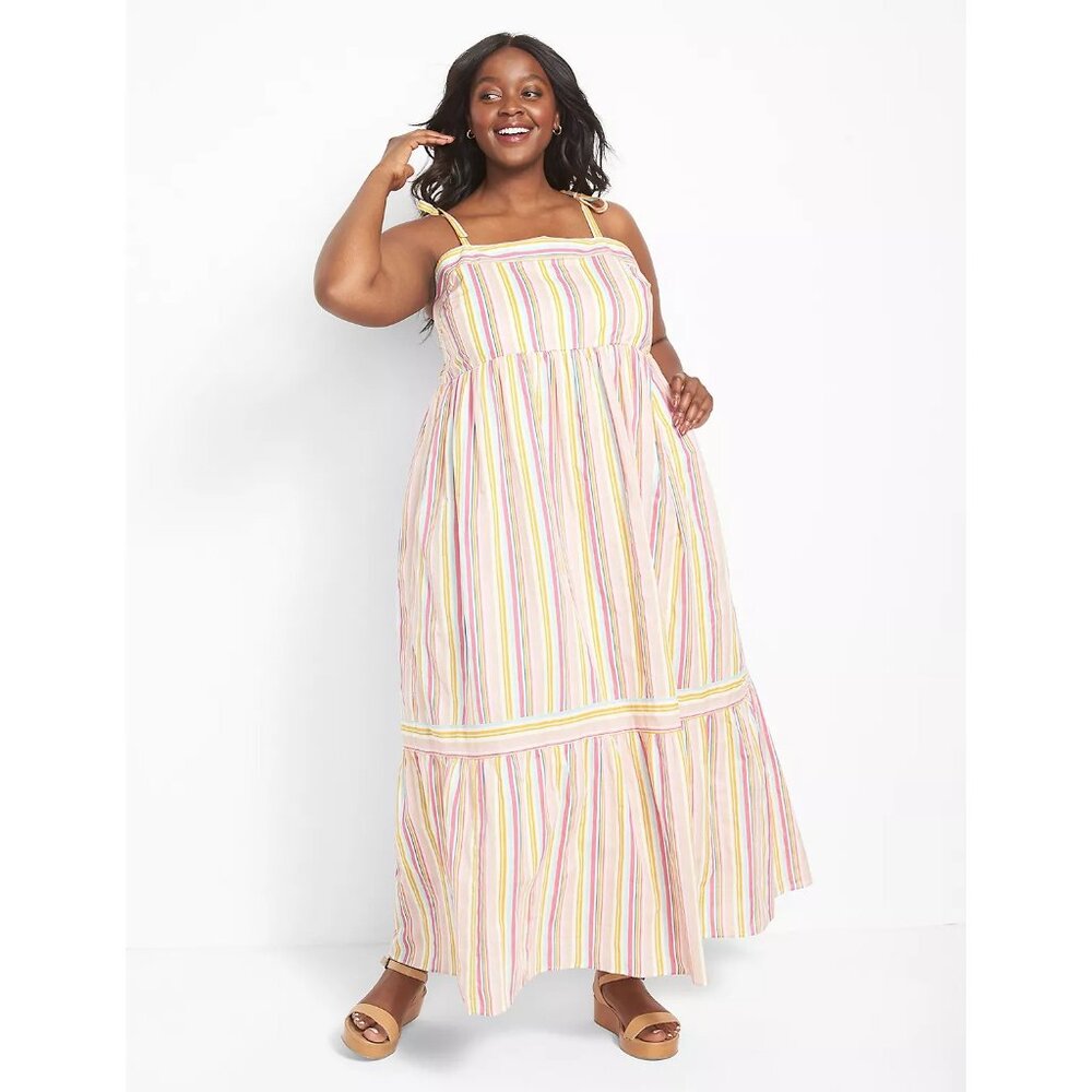 Lane Bryant Sleeveless Tie Strap Tiered Maxi Dress 14